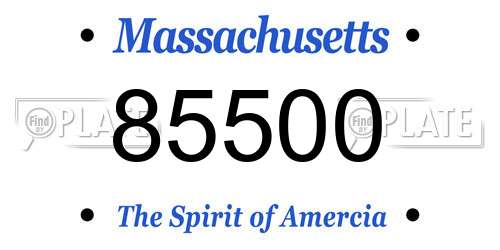 85500 Massachusetts License Plate