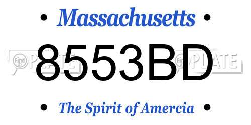 8553BD Massachusetts License Plate