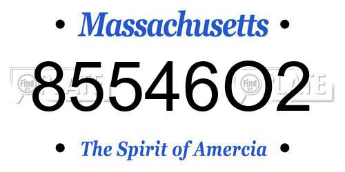 85546O2 Massachusetts License Plate