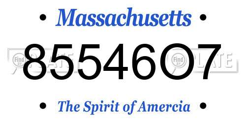 85546O7 Massachusetts License Plate