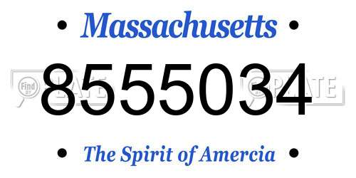 8555034 Massachusetts License Plate