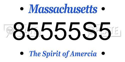 85555S5 Massachusetts License Plate