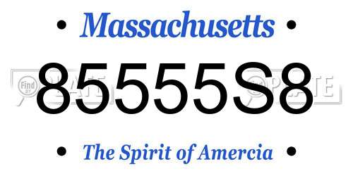 85555S8 Massachusetts License Plate