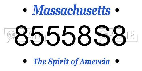 85558S8 Massachusetts License Plate