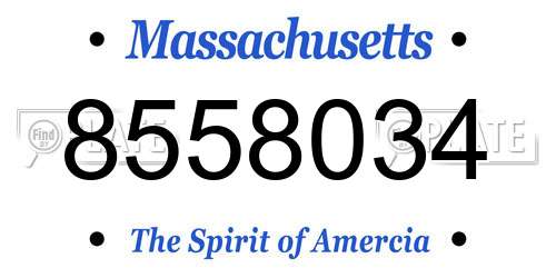 8558034 Massachusetts License Plate