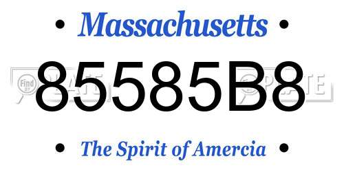 85585B8 Massachusetts License Plate