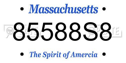 85588S8 Massachusetts License Plate