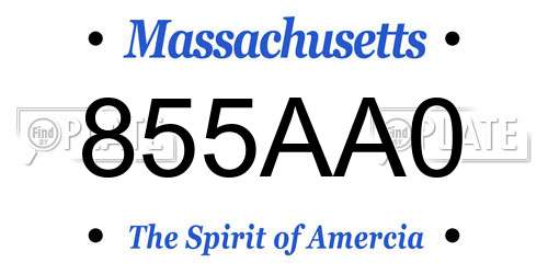 855AA0 Massachusetts License Plate