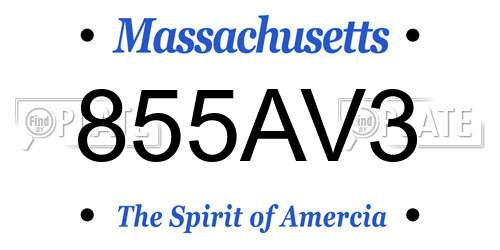 855AV3 Massachusetts License Plate