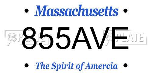 855AVE Massachusetts License Plate
