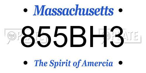 855BH3 Massachusetts License Plate