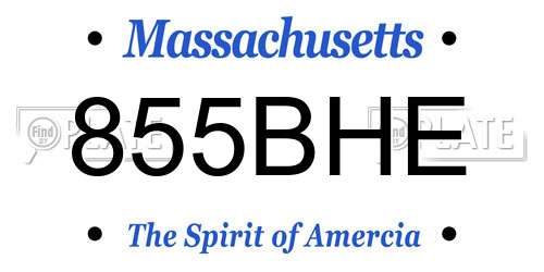 855BHE Massachusetts License Plate