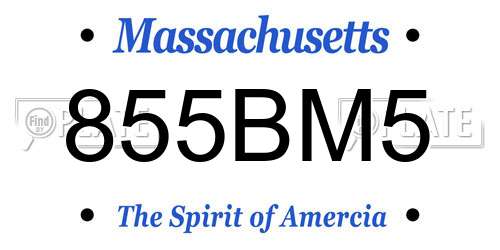 855BM5 Massachusetts License Plate