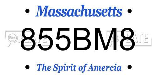 855BM8 Massachusetts License Plate