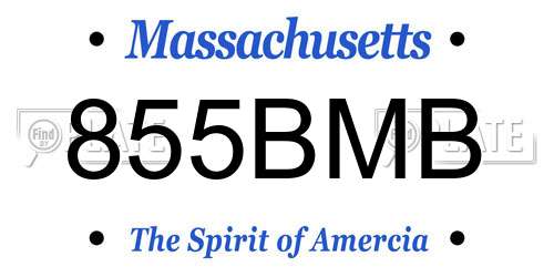 855BMB Massachusetts License Plate