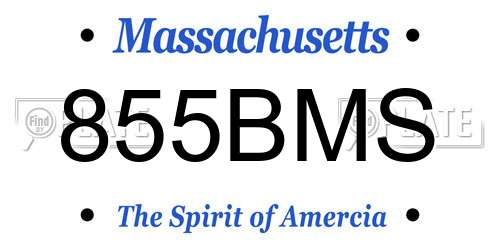 855BMS Massachusetts License Plate