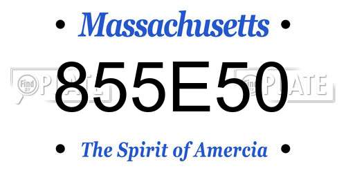 855E50 Massachusetts License Plate