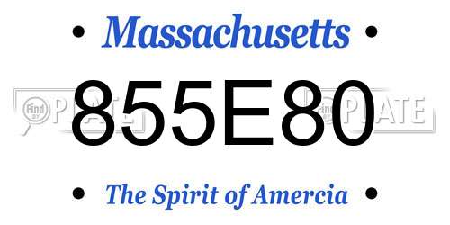 855E80 Massachusetts License Plate
