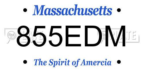 855EDM Massachusetts License Plate