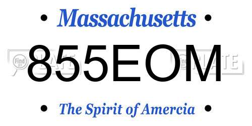 855EOM Massachusetts License Plate