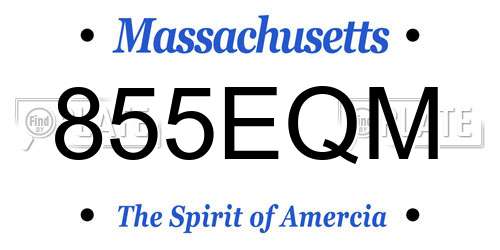 855EQM Massachusetts License Plate