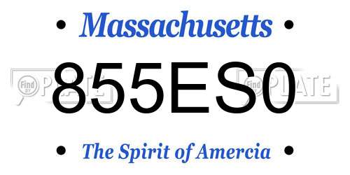 855ES0 Massachusetts License Plate