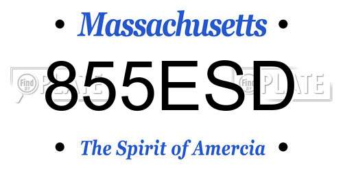 855ESD Massachusetts License Plate