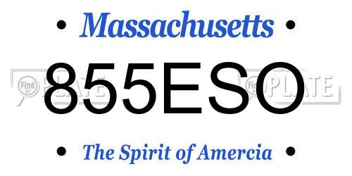 855ESO Massachusetts License Plate