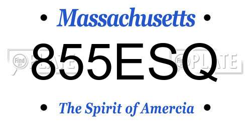 855ESQ Massachusetts License Plate