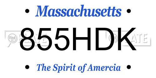 855HDK Massachusetts License Plate