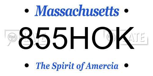 855HOK Massachusetts License Plate