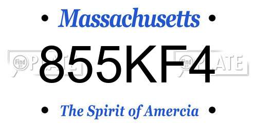 855KF4 Massachusetts License Plate