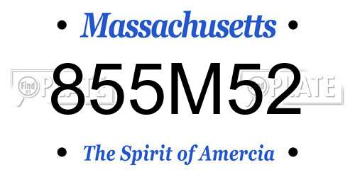855M52 Massachusetts License Plate
