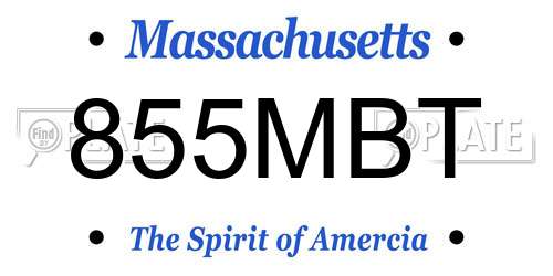 855MBT Massachusetts License Plate