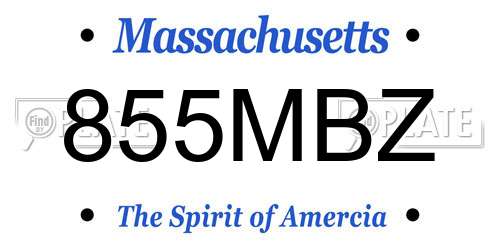 855MBZ Massachusetts License Plate