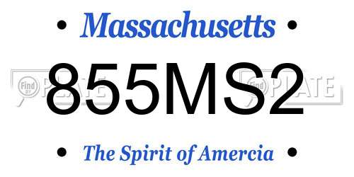855MS2 Massachusetts License Plate