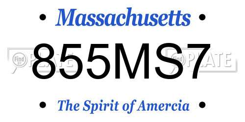 855MS7 Massachusetts License Plate