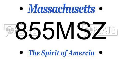 855MSZ Massachusetts License Plate