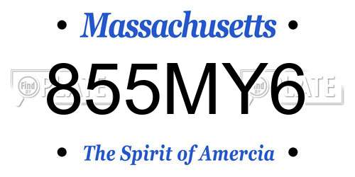 855MY6 Massachusetts License Plate