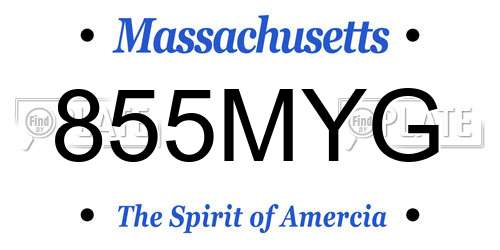 855MYG Massachusetts License Plate