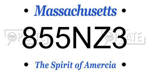 855NZ3 Massachusetts License Plate