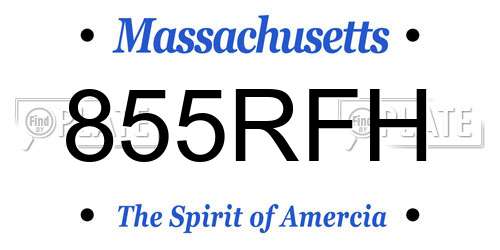855RFH Massachusetts License Plate