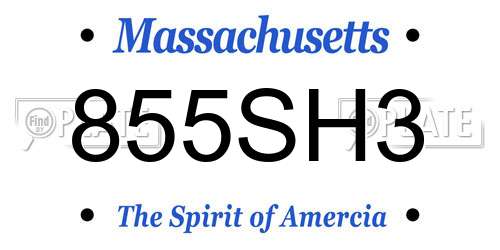855SH3 Massachusetts License Plate