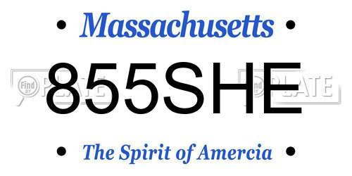 855SHE Massachusetts License Plate