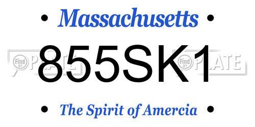 855SK1 Massachusetts License Plate