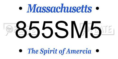 855SM5 Massachusetts License Plate