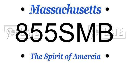 855SMB Massachusetts License Plate