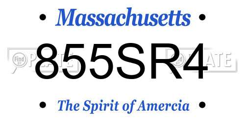 855SR4 Massachusetts License Plate