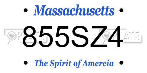 855SZ4 Massachusetts License Plate