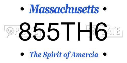 855TH6 Massachusetts License Plate
